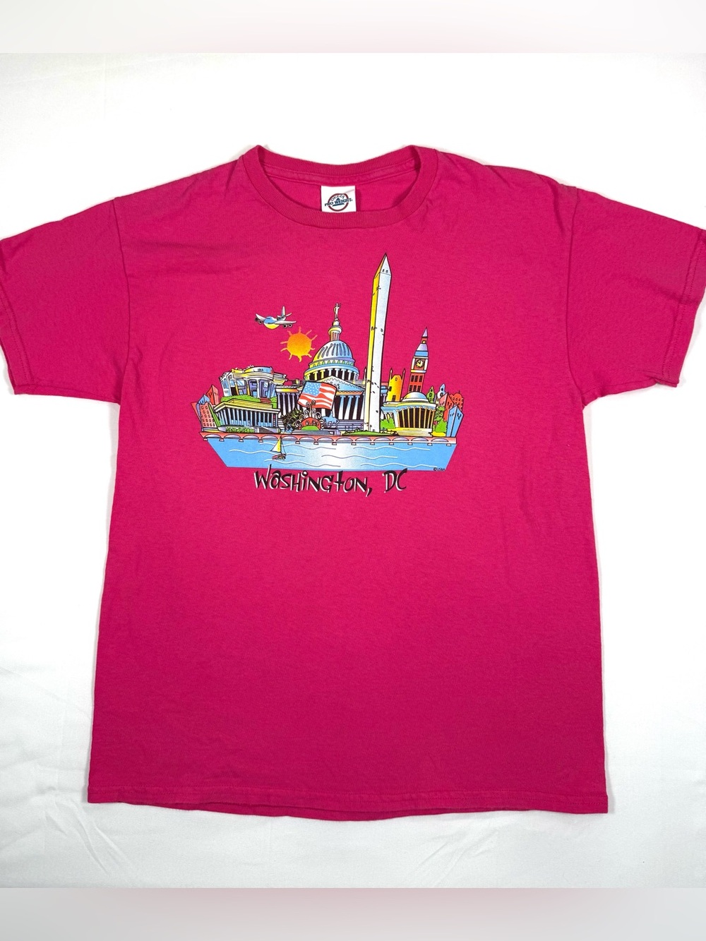 VINTAGE DELTA Youth Washington DC Skyline Graphic T‎ Shirt L Travel Souvenir USA